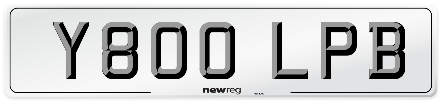 Y800 LPB Number Plate from New Reg